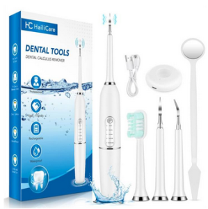 2 In 1 Electric Dental Scaler Ultrasonic Toothbrush Home Tooth Cleaner Portable Touch Switch USB Rechargeable Calculus Remover Dental Tartar Tool for Teeth Whiten