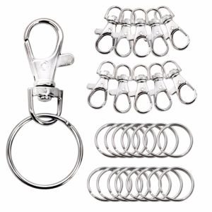 10pcs Metal Key Chain Rings Swivel Clasps Lanyard Snap Hook Lobster Claw Clasps Finding 10pcs Clasp+10pcs Chain Rings