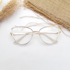 SMD Kacamata Cat Eye Lensa Anti Radiasi UV Titanium Bingkai Segitiga Wanita Pria