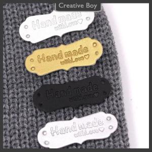 [Creative] 50Pcs PU Leather Tags Handmade With Love Labels Sewing Craft DIY Knittin Tags