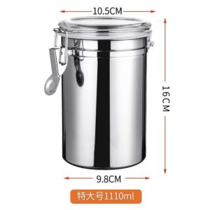 Tulip Home Furnishings Store Stainless Steel Storage Canister Coffee Tea Sugar Dry Food Container Airtight Jar For Kitchen