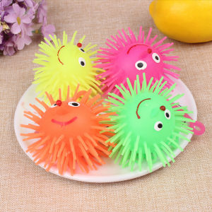 Squishy Toys Puffer Ball wtih Lights Flashing Hairy balls with Lights Toys for Kids Baby Toys
