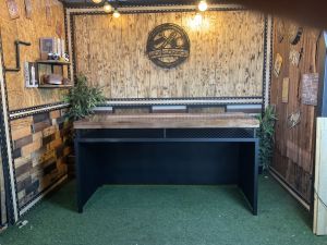 IRONSERVICE : เค้าเตอร์ ทำงาน & ขายของ ท็อปไม้ ปิดขอบ  " เฟอร์นิเจอร์ โครงเหล็กกันสนิม ตกแต่งภายในและภายนอก มีประกัน " (จัดส่งรวดเร็ว)