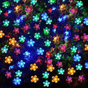 LED Solar Fairy Lights Waterproof Garden Peach Blossom Lights 8 Modes String Lights for Christmas Party Patio Wedding Home Garden