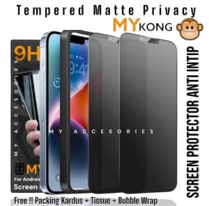ORI! Tempered Glass MY KONG Anti SPY Privacy Matte iPhone 16 16+  14 13 12 14Pro 13Pro 12Pro 11 Pro 14 Pro Max 12Promax 11 Promax X Xs XR XSMAX Temperd Kaca Hitam Gelap A Glare Doff Screen Protector Static Antigores ESD Ip Plus Max Murah A Peeping Ful