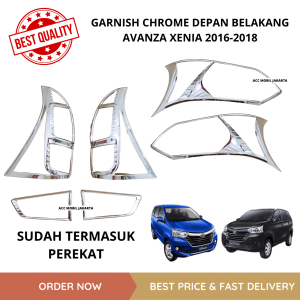 PAKET / SATUAN GARNISH CHROME DEPAN BELAKANG MOBIL GRAND AVANZA XENIA 2015 2016 2017 2018 LIST CHROME LAMPU UTAMA MOBIL GRAND XENIA AVANZA 2015-2018