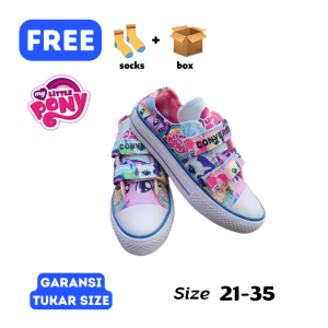Sepatu sneakers anak perempuan karakter motif Little Pony perekat usia TK SD