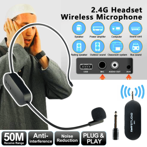 TaffSTUDIO Microphone Wireless UHF Mic Mik Bando Imam Masjid Mengajar Jarak Jauh 50 Meter HX-W002