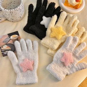 Găng tay ấm áp mùa đông thời trang nữ Găng tay năm ngón dệt kim màu trơn thời trang dành cho cưỡi ngựa & học sinh