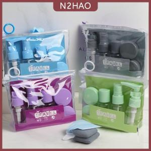 N2HAO  6 Pcs Du Lịch Chai Set Rò Rỉ Bằng Chứng Loại Báo Chí Bơm Lại Container Cho Mỹ Phẩm Kem Dưỡng Da Kem Lỏng Đồ Trong Nhà Tắm Lưu Trữ