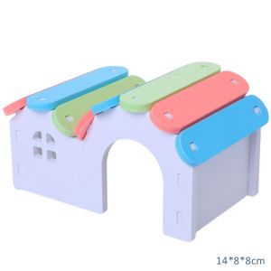 CUTE ELVES Colorful Seesaw Hut Chinchilla Mouse Sleeping Nest Rainbow Staircase Assemble Hamster House Pet Toy Animal Supplies Hamster Exercise Toy