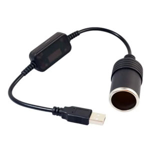 Car Cigarette Lighter Socket 5V to 12V Boost Power Adapter Cable 35cm USB To Female Lighter Cigarette Car Charger