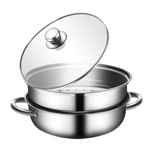 28CM Stainless Steel Two-Layer Double Soup Steamed Dual-Purpose Pot Multi-Function Steamed Pot - Keimav Official