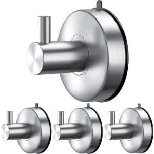 【Super low price】Suction Cup Hooks for Shower Brushed Nickel Towel Hooks Hanger Bathrooms SUS 304 Stainless Steel Hooks Home Storage Holder Hook