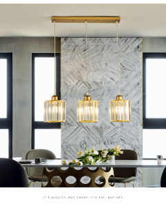 【Free Led Bulb】3 Head Modern Nordic Transparent Chandelier Ceiling Light Hanging Light Drop Light For Dining Table Kitchen Living Room Pendant Light