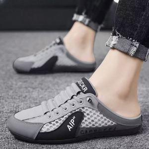 Brand WHITBY (COD 3 Days Delivery)Summer New Casual Mens Shoes Korean Version Trendy Lazy Mans Shoes Slip-On Half Slippers Bean Bean Shoes Men Leisure Footwear