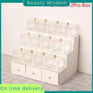 Beauty Wisdom 1:12 Dollhouse Miniature Display Rack Candy Box Drawer Cabinet W Clear Box Furniture Model Decor Toy Doll House Accessories