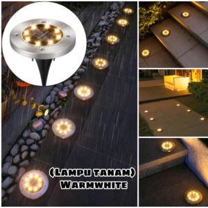 Lampu Taman Bulat Tanam Tenaga Matahari 8 LED Anti Air  Lampu Tancap Outdoor 1 PCS Tahan Lama