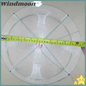 [Windmoon]🌟🌟【Hot Sale】🎈 1pcs Foldable Fishing Shrimp Fish Crab Bait Net 4 Holes Crayfish Lobster Fishnet Cast Dip Cage 42x20cm
