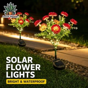 Solar Led Flower Lights Waterproof Outdoor Garden Stake Lamp Dusk To Dawn Landscape Lawn Path Patio Decor