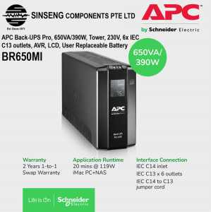 APC Back UPS Pro BR 650VA 6 Outlets AVR LCD Interface BR650MI