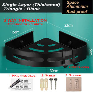 (SG STOCK) Bathroom Shower Hanging Shelves Corner Wall Storage Shampoo Storage Triangle Shelf Shower Tray Wall Shelving Bathroom Accessories