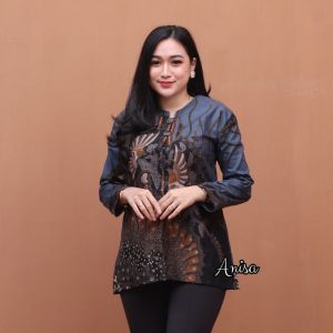 BAJU TUNIK BATIK WANITA TERBARU 2024 FUL KATUN NEW MOTIF ATASAN BATIK WANITA MODERN M L XL XXL XXXL Laura Merah