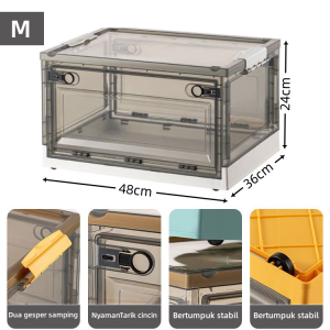 Transparan Storage box Serbaguna kotak penyimpanan plastik Buku pakaian mainan makanan ringan organizer Penyimpanan lipat berkapasitas besar yang dapat dilepas