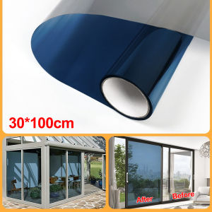 YESPERY PVC Window Blackout Film Sunblock Heat Insulation Film Sun Shade Sticker One-Way Perspective Glass Film 30x100cm