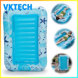 Inflatable PVC Lounge Bed for Water and Lawn Dual-Use Pool Floatie with Comfortable Tanning Surface