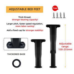 【Free Nut Nail】4Pcs Adjustable Bed Beam Support Foot Reinforced Plastic Furniture Leg Sofa Leg Bed Bottom Load Bear
