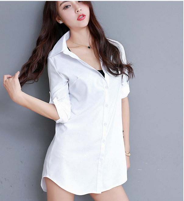 Blouse Women Long Sleeve White Shirt Sexy Skirt Top Women's Loose