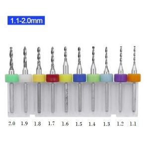 Bộ 10 Mũi Khoan Mạch Từ 1.1 Đến 2.0mm Dài 38mm Dùng Khoan Khắc Vi Mạch Điện Tử Bán Dẫn Bo Mạch Tỉ Mỉ Chính Xác
