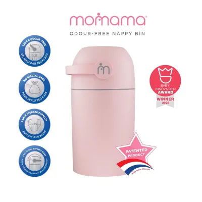 Momama Odour Free Nappy-Bin - White/ Pink