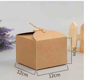 C61 Hộp quà kraft vuông mini nắp cài thắt nơ Vintage kèm rơm lót hộp giấy kraft CINDY