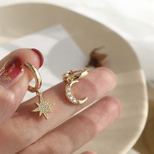 1Pair Fashion Classic Geometric Dangle Drop Earrings for Women Asymmetric Earrings Of Star And Moon Female Korean Jewelry