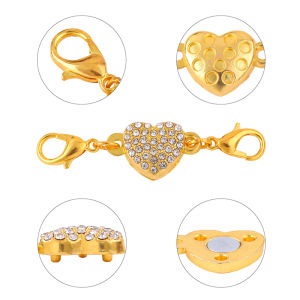 2 Bộ Móc Từ Tính Mạnh Mẽ Hình Trái Tim Với Móc Khóa Tôm Hùm Phù Hợp Với Vòng Tay Đầu Nối Vòng Cổ Cho Makings Vòng Tay Da Vòng Cổ Làm Trang Sức