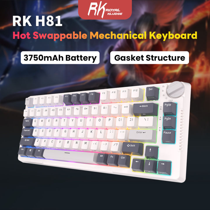 RK ROYAL KLUDGE H81 Mechanical Keyboard Gasket Mount Hot Swappable RGB ...