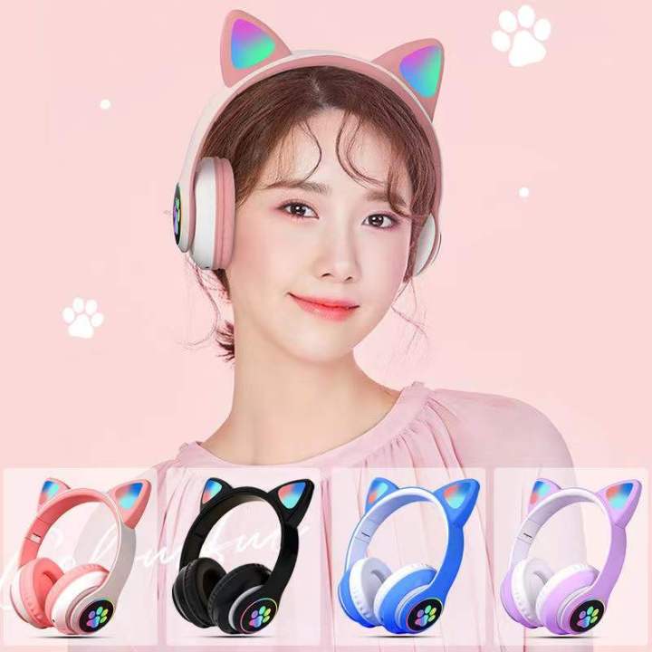 MGALL 100% Original Cat Ear Headphones Bluetooth Wireless Headsets