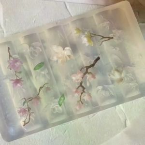 JUSTODO Silicone 3D Magnolia Flowers Nail Mold Three-Dimensional Carvings Transparent Mold Floral Petal Nail Design Molds Floral Patterns Nail Art Carving Template for DIY Nail Art