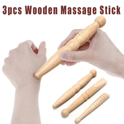 3Pcs Wood Massage Stick Reflexology Acupressure Therapy Detox Trigger Point Foot Body Massager