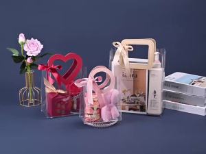 WITH BOW PVC Transparent Christmas Gift Bags Bulk Wedding Candy Bags Holiday Party Favor Goodie Bags Clear Festival Tote Packaging