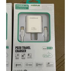 linshun mobius PD 20W Fast Charger c08 USB-C Power Adapter With Cable Cord US Plug Smart Adapter