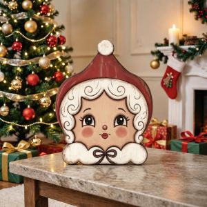 NAELIN Ông già Noel Tượng trang trí bàn Giáng sinh Gỗ Người tuyết Tượng trang trí độc lập Cổ điển Đồ trang trí kệ ngày lễ Trang trí bàn ăn