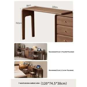Dressing Table Solid Wood Bedroom Makeup Table Three Drawer Storage Cabinet Vanity Table