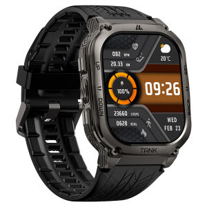 KOSPET TANK M3 Smart watches Rugged For Men 100M Waterproof 60 Days Extra-Long Battery 1.96”AMOLED Always-On Display Bluetooth Call 100+ Sport Modes Sleep/Blood pressure monitoring