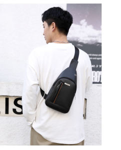 DM Retro Leather Crossbody Men Bag USB Earphone Outlet Bag Sling Bag Chest Bag Beg