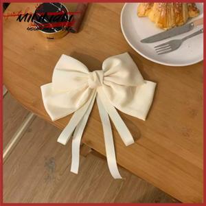 [minnan] 1ชิ้นปิ่นปักผมรูปโบว์ขนาดใหญ่สำหรับฤดูร้อนกิ๊บติดผมขนเป็ดแบบยาวปิ่นปักผมผ้าซาตินโบว์ใหญ่สีขาวสวยสง่าและหวาน