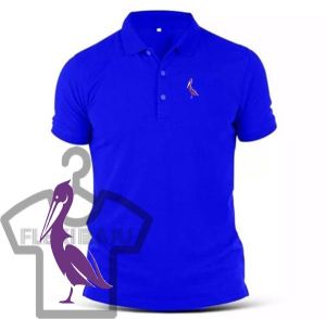 Embroidery Bird Logo Collar T-Shirt for Men/Women with regular cutting