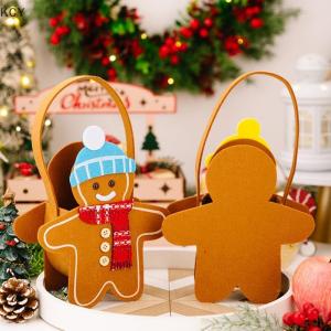 KCY Christmas Gifts Bags Cute Gingerbread Man Storage Bags Chocolate Cookies Candy Handbags For Christmas Birthday Party Decoration